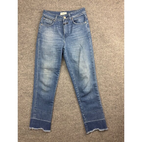 Closed Denim - Closed Glow Jeans Women's 25 Blue Denim Made in Italy Ankle Raw Hem Hi Rise